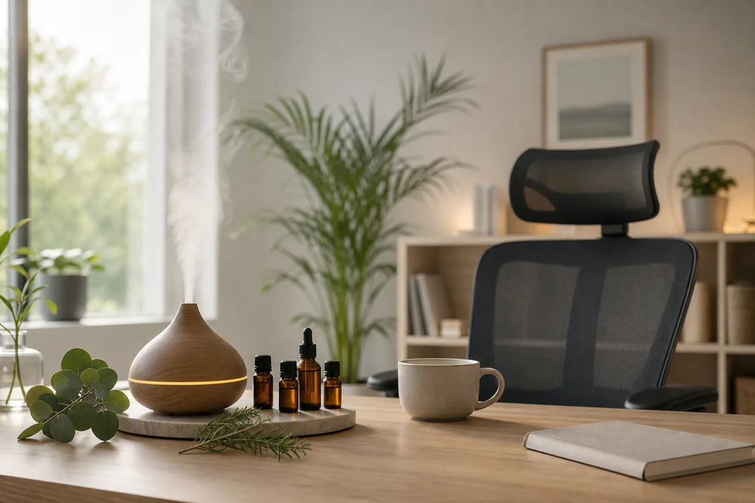 Editorial illustration for Best Scent Oils for Focused Home Offices