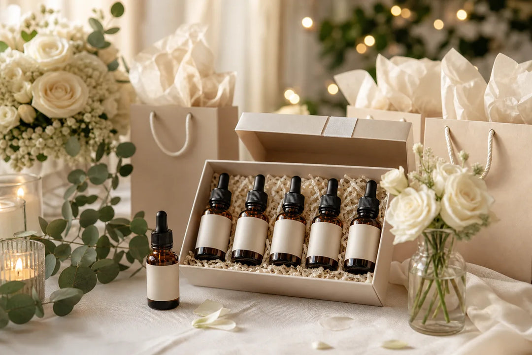Editorial illustration for Best Fragrance Oil Sets for Wedding Gifts