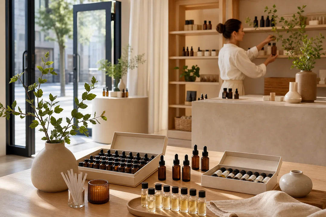Editorial illustration for Best Fragrance Oil Sets for Boutique Retail Opening Days