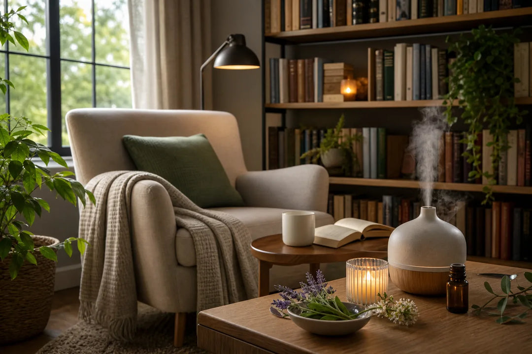Editorial illustration for Best Calming Scents for Reading Nooks