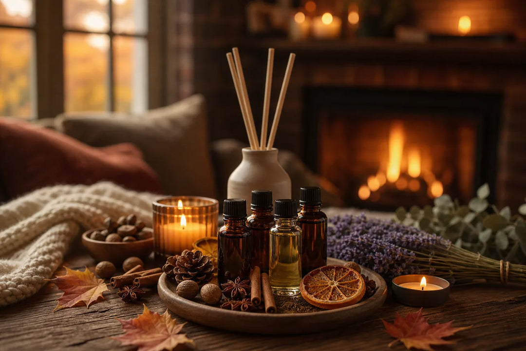 Editorial illustration for Best Fragrance Oil Combos for Cozy Autumn Evenings