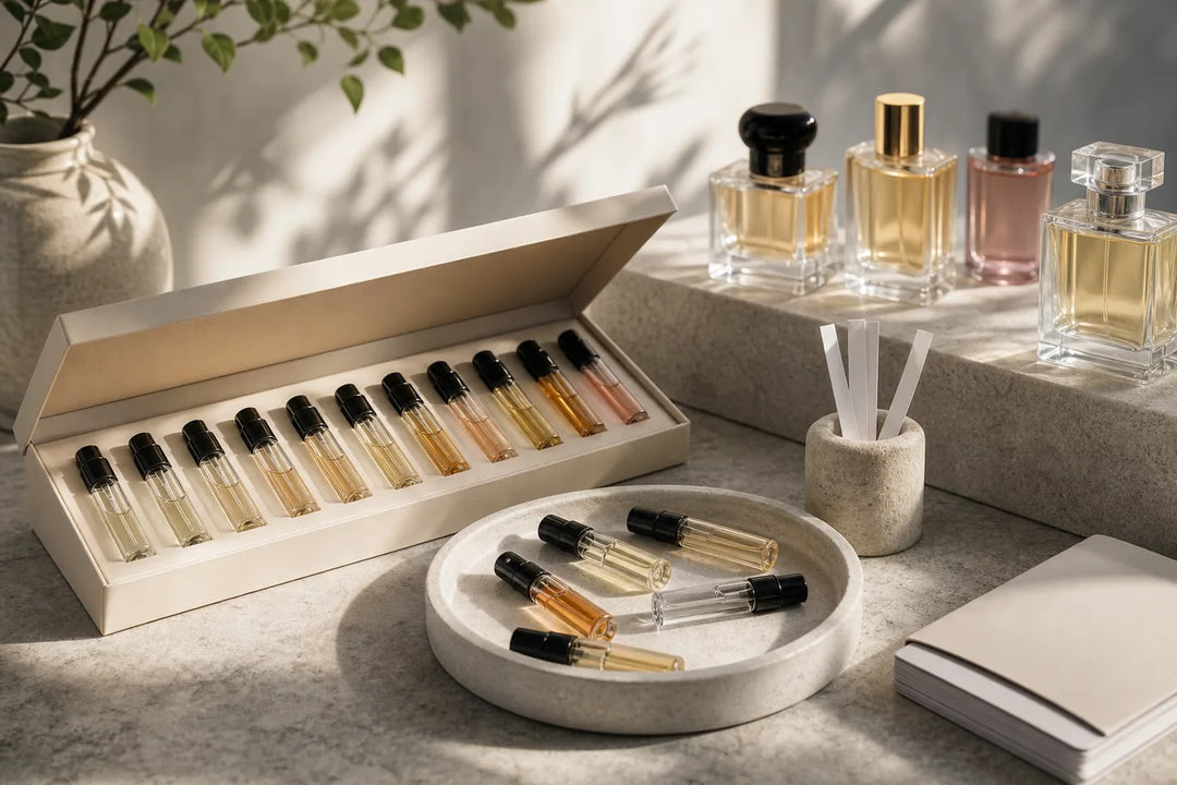 Editorial illustration for Best Luxury Scent Sampler Pack Sizes