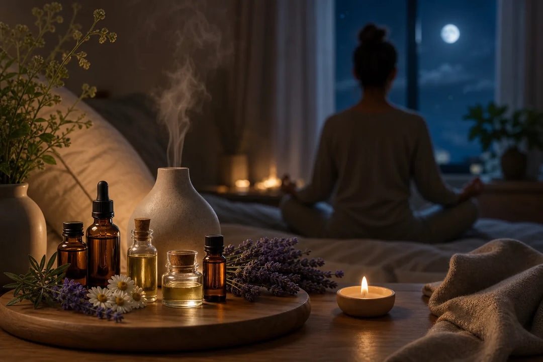 Editorial illustration for Best Scent Oils for Meditation and Sleep
