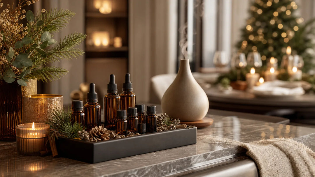Editorial illustration for Best Luxury Fragrance Oil Bundles for Holiday Entertaining