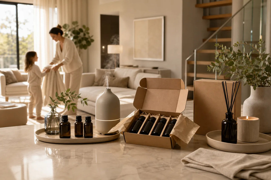 Editorial illustration for Best Luxury Fragrance Oil Refills for Busy Homes