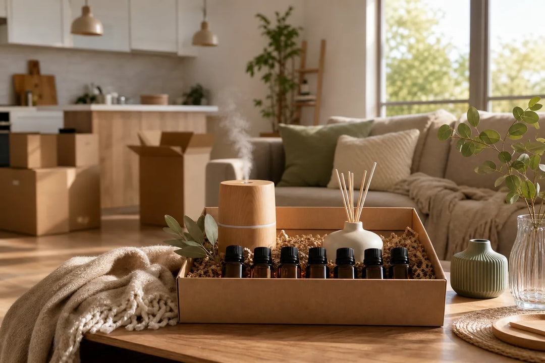 Editorial illustration for Best Fragrance Oil Gift Bundles for New Homeowners