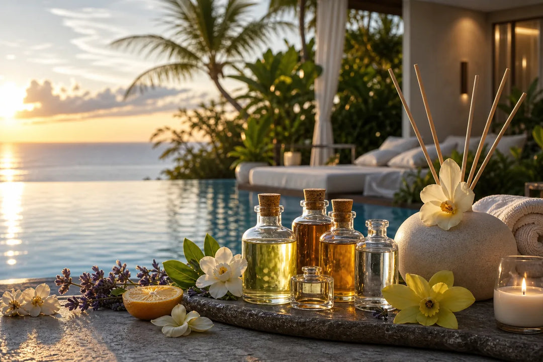 Editorial illustration for Top Resort-Inspired Fragrance Oil Pairings