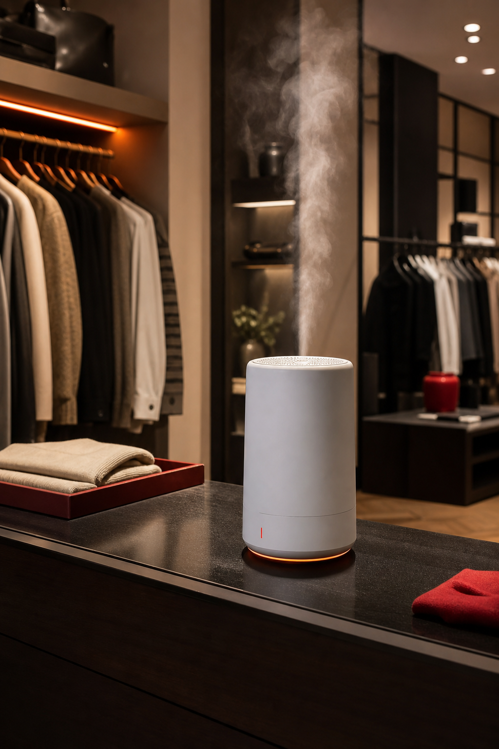 silent large-room cold air diffuser on retail boutique counter.