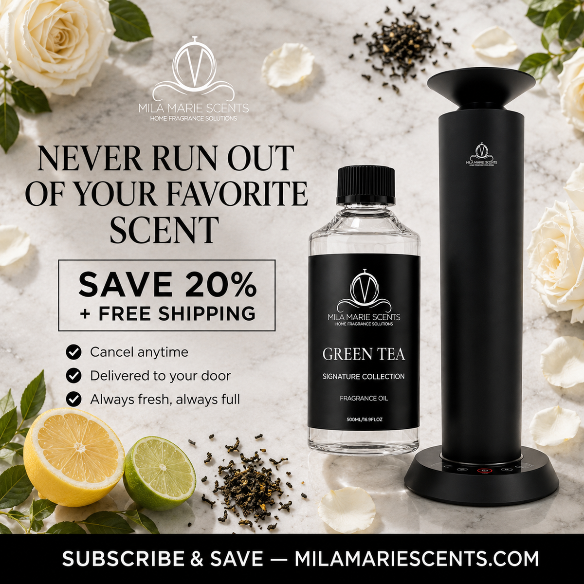 Green Tea | Crisp Citrus · Green Tea & Rose · Clean White Musk - Mila Marie Scents