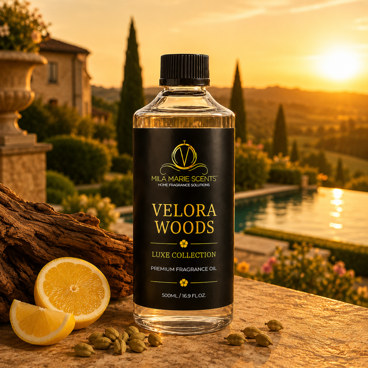 Velora Woods | Luxury Teakwood · Lemon & Cardamom · Warm