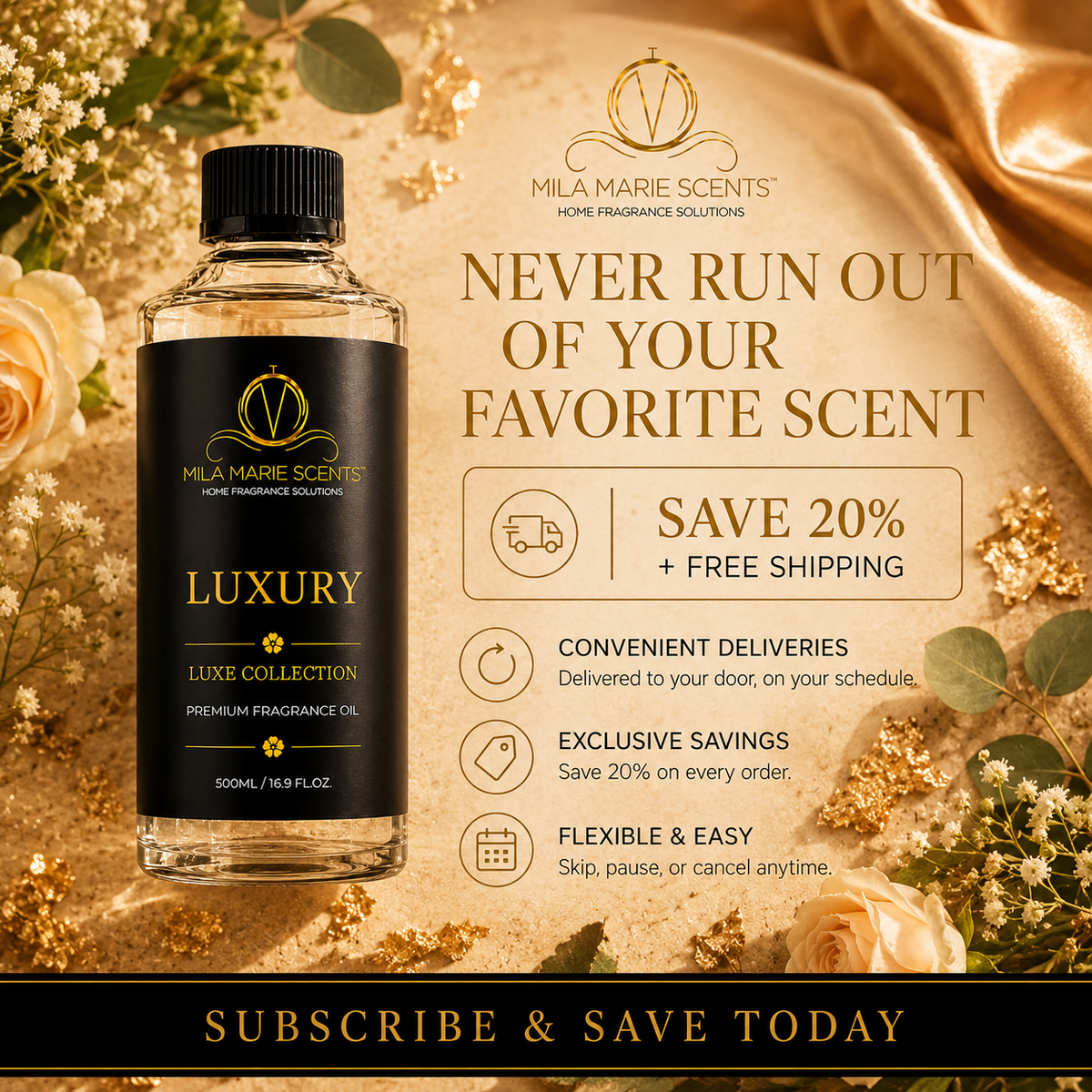 Luxury | Fresh Greens & Soft Florals · Warm Sweet Base · Clean & Elegant - Mila Marie Scents