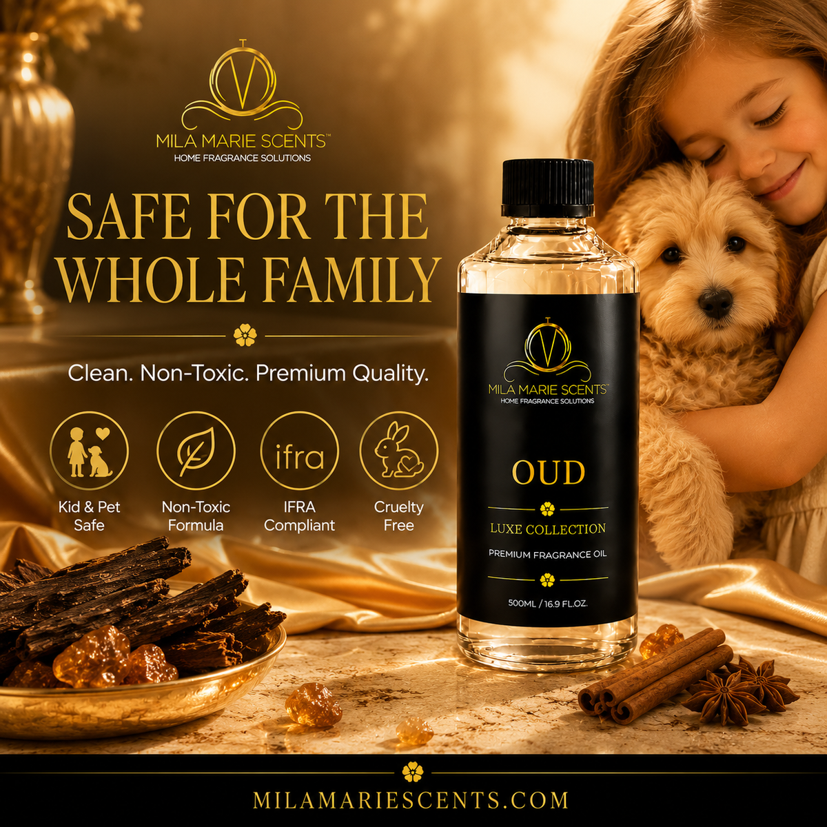 OUD | Rich Woods & Exotic Spice · Creamy Amber Base · Bold & Sophisticated - Mila Marie Scents