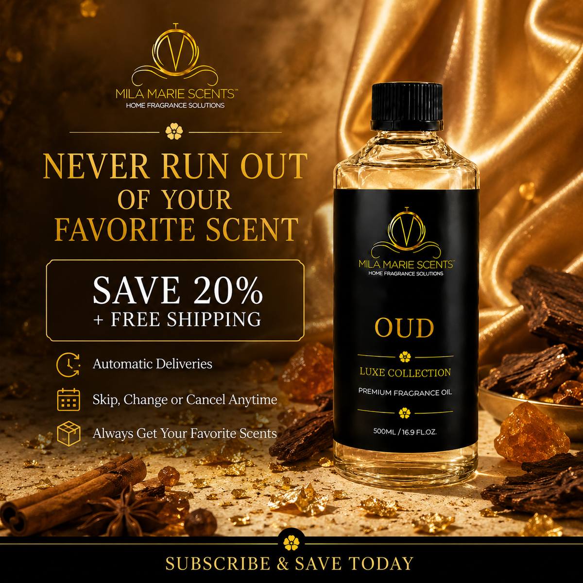 OUD | Rich Woods & Exotic Spice · Creamy Amber Base · Bold & Sophisticated - Mila Marie Scents