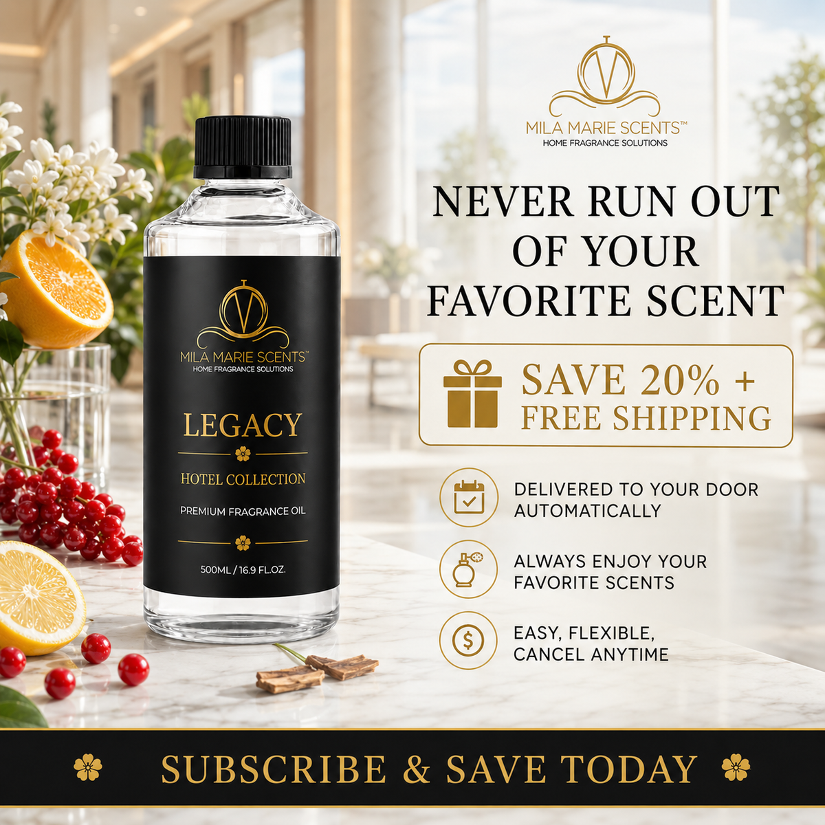 Legacy | Inspired by Marriott Hotels · Citrus & Red Currant · Cedar & Musk - Mila Marie Scents