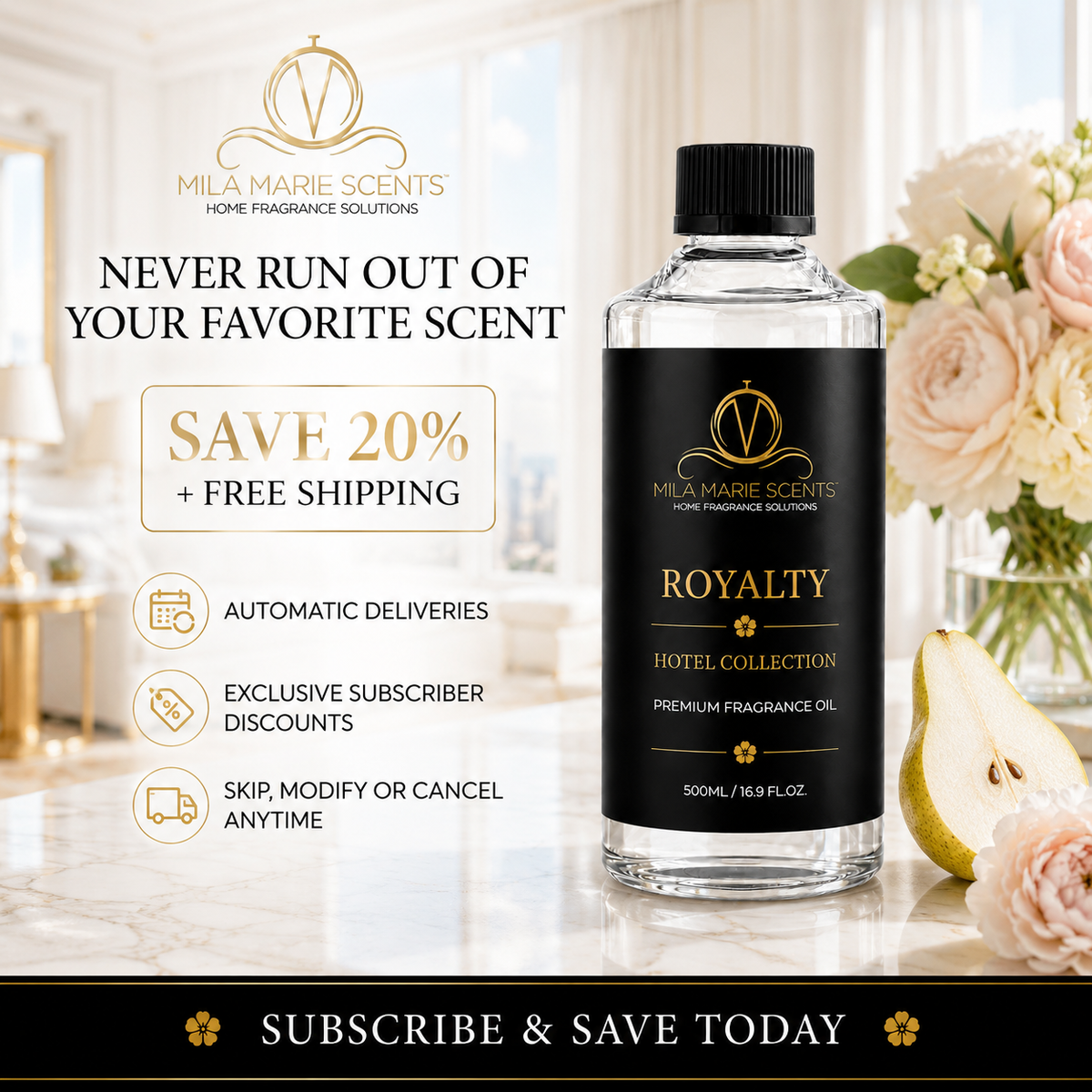 Royalty | Inspired by The Ritz-Carlton · Pear & Melon · Soft Florals & Patchouli - Mila Marie Scents