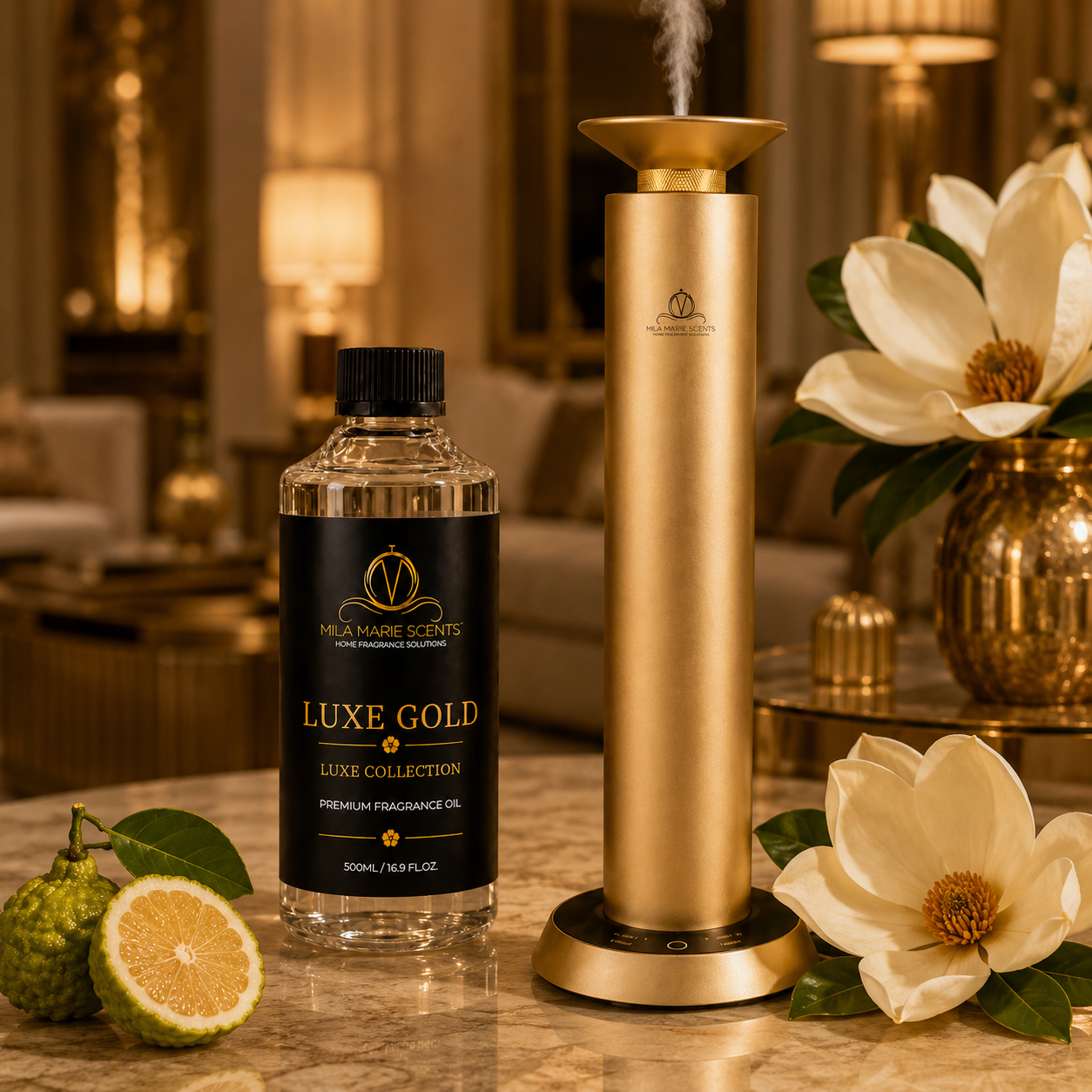 Luxury gold diffuser with premium fragrance oil