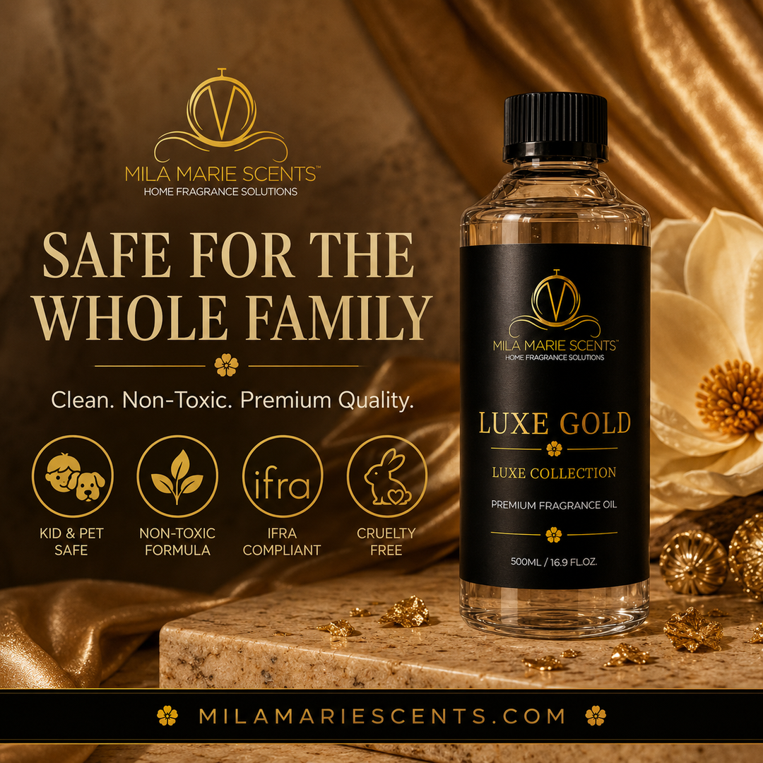 Luxe Gold | Bergamot & Lemon · Magnolia & Jasmine · Koa Wood