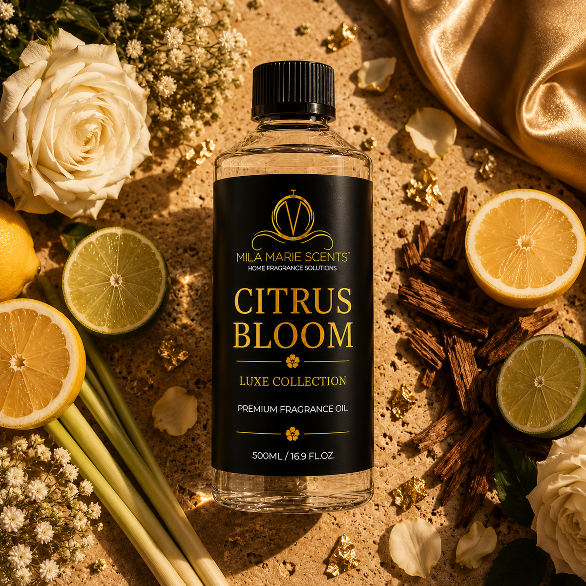Citrus Bloom | Crisp Citrus & Lemongrass · White Florals & Rose · Cedar & Musk - Mila Marie Scents