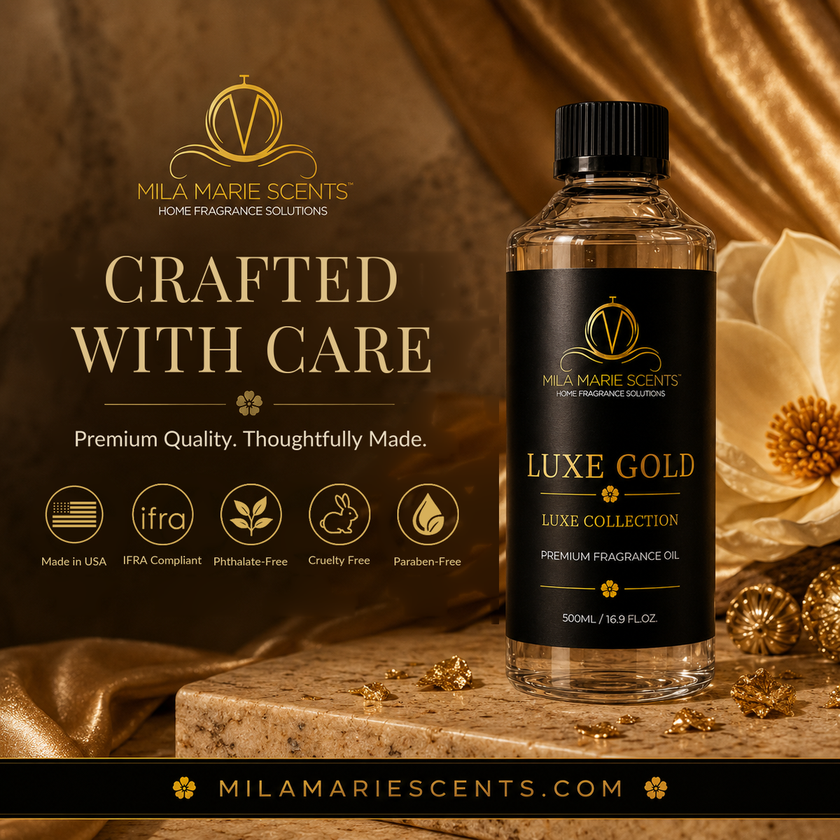 Luxe Gold | Bergamot & Lemon · Magnolia & Jasmine · Koa Wood