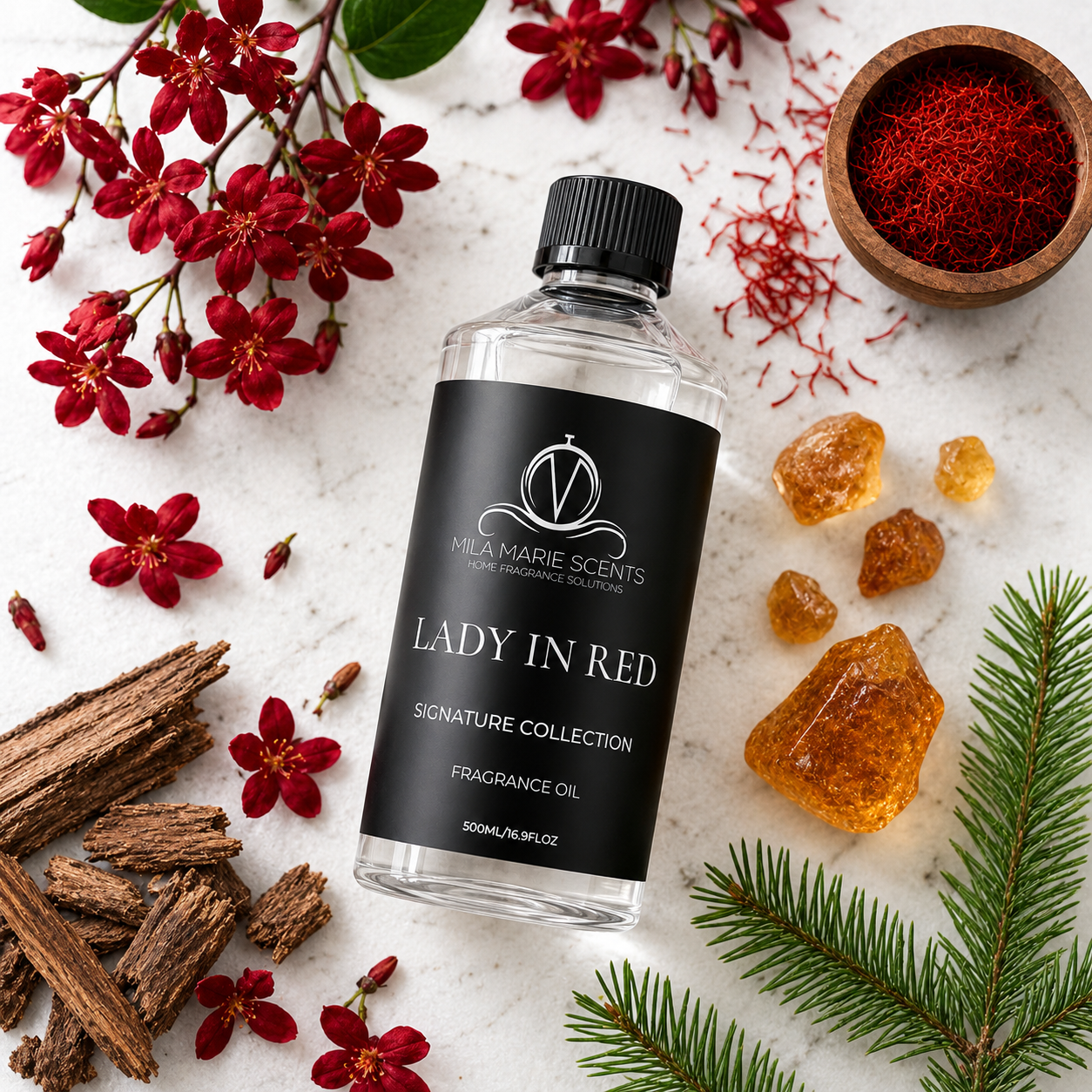 Lady in Red Fragrance Oil | Saffron, Jasmine & Amber Scent – Mila