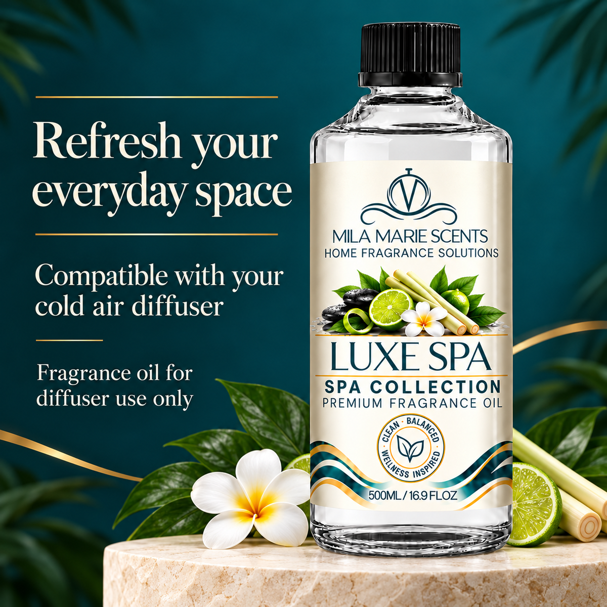 Luxe Spa | Lime & Mandarin · Lemongrass & Bergamot · Cedar & Garden Herbs