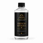 A 500ml bottle of Mila Marie Scents French Riviera Hotel Collection premium fragrance oil, featuring a clear glass bottle, black cap, and a black label with gold lettering, set against a plain white background.