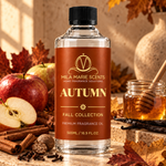 Autumn luxury fragrance oil lifestyle setting on coffee table