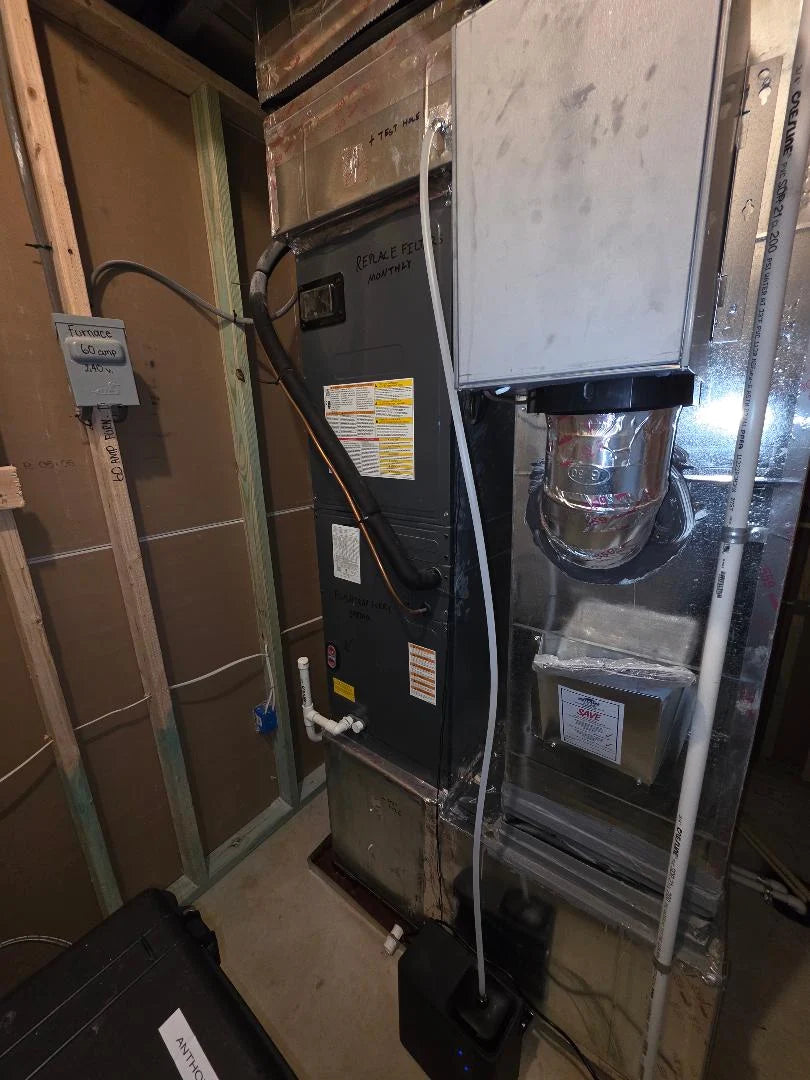 INFINITY HVAC diffuser installed on furnace in basement