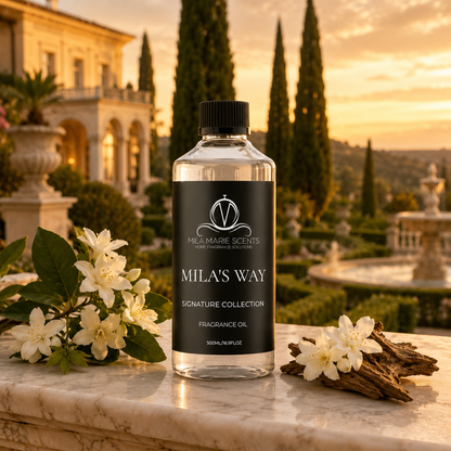 
Mila's Way fragrance oil on terrace setting
