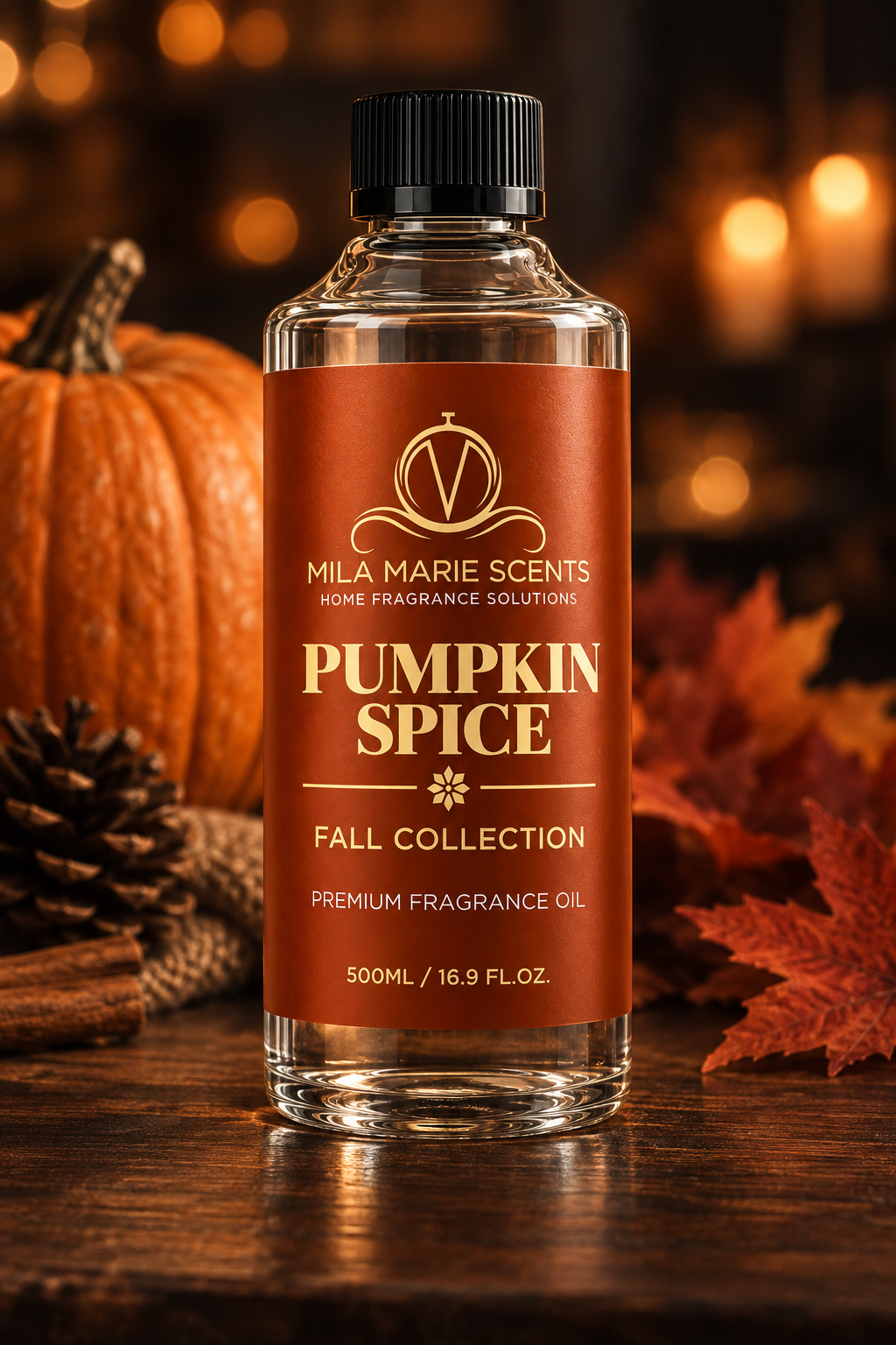 Pumpkin Spice fragrance oil in modern fall interior room setting