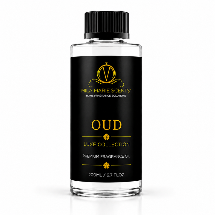 Mila Marie Scents Oud fragrance oil bottle on a white background