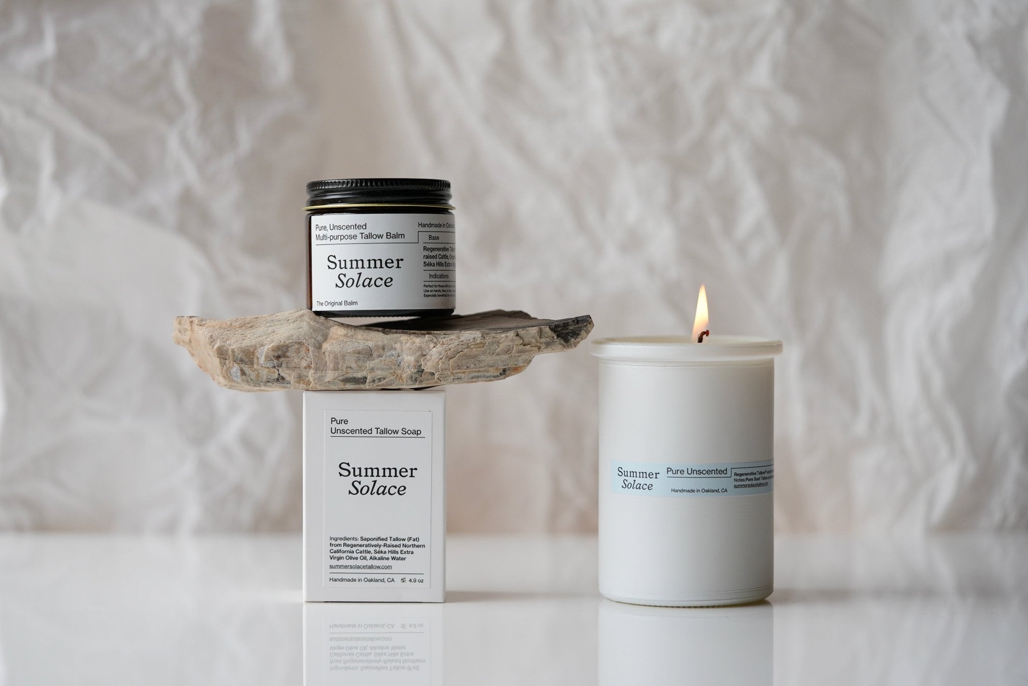 Pure Unscented Tallow Collection | Regenerative Skincare & Candle Set Summer Solace Tallow